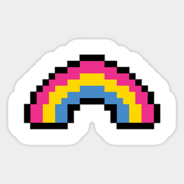 Pixel Rainbow Design in Pansexual Pride Flag Colors Sticker by LiveLoudGraphics